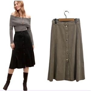 Aritzia Wilfred Gaudin Vegan Suede Midi Skirt